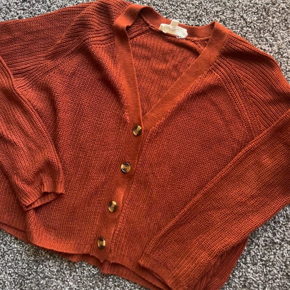 Cloud Chaser Sweaters - Burnt Orange Button Front Sweater